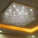 Axyaa Luxury Living Room Crystal Chandelier - LED Flush Mount Pendant Light
