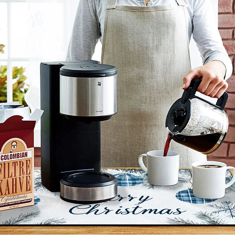 Axyaa Christmas Fir Kitchen Drying Mat - Absorbent Table Cup Placemat