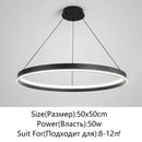 Axyaa Modern LED Round Chandelier for Home Indoor Lighting, Black/White, Living Room to Kitchen