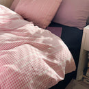Axyaa Pink Grid Bedding Set 2025 Queen Full Size Flat Sheet Duvet Cover Pillowcase