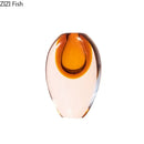 Axyaa Oval Glass Vase Desk Decoration Gradient Two Tone Flower Pot