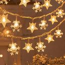 Axyaa LED Christmas Snowflake Star String Lights - Festive Home & Garden Decoration