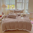Axyaa Tafu Fleece Four-Piece Bed Sheet Set - Solid Color, Thick & Warm