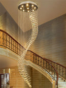 Axyaa Spiral LED Chandelier for Foyer Dining Room with Crystal Modern Design