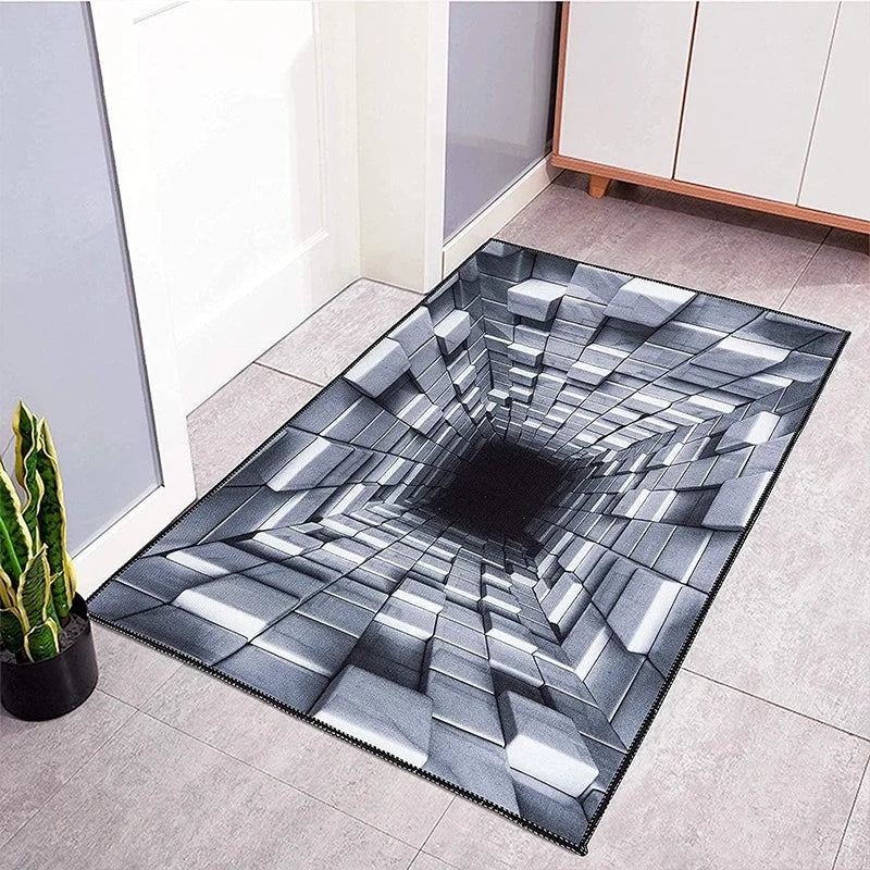 Axyaa 3D Optical Illusion Entrance Carpet: Trippy Living Room Rug for Hallway, Bedroom, Bathroom