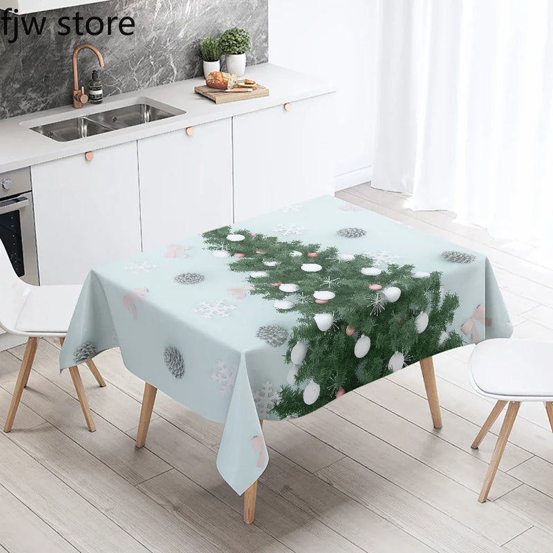 Axyaa Christmas Wreath Tree Tablecloth for Wedding Party Home Decoration
