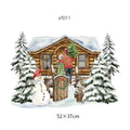 Winter Cabin Forest Window Clings by Axyaa: Double-Sided Xmas Static Decal for Home