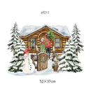 Winter Cabin Forest Window Clings by Axyaa: Double-Sided Xmas Static Decal for Home