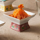 Axyaa Ceramic Gold-Edged High Footed Square Dessert Bowl for Molecular Cuisine