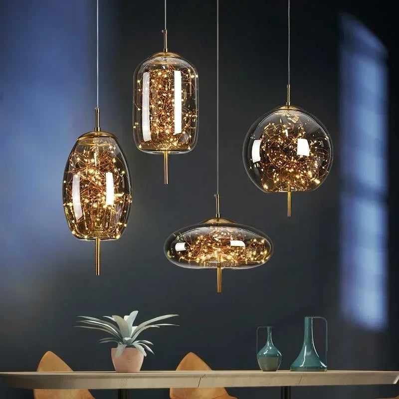 Axyaa Nordic Glass Starlight Chandelier for Home and Hotel Decor