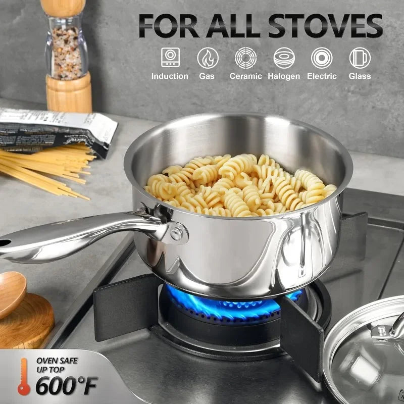Axyaa Stainless Steel Soup Pot with Steamer Set - Stovetop Compatible