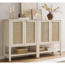 Axyaa 5 Tier Rattan Entry Shoe Organizer Cabinet with Shelves & Doors