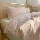 Axyaa Nordic Pink Stripes Cotton Duvet Cover 150x200 Girl's Room Comforter Set