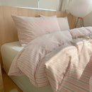 Axyaa Nordic Pink Stripes Cotton Duvet Cover Set 150x200 Girl's Room Comforter