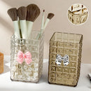Axyaa Clear Plastic Square Makeup Brush Holder with Bow Decoration
