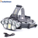 Axya Waterproof USB Rechargeable LED Headlamp with COB Torch-18650