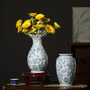 Axyaa Blue White Porcelain Flower Vase, Ceramic Living Room Decoration