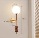 Axyaa Modern Golden Wood Glass Wall Sconce with Double G4 Bulbs