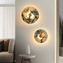 Axyaa Modern LED Wall Lamp - Circular Marble Living Room Lights
