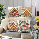 Axyaa Christmas Gingerbread Hut Pillowcase - Festive Sofa Cushion for Holiday Home Decor