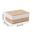 Axyaa Handwoven Storage Basket with Lid - Rectangular Organizer for Home and Closet