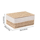 Axyaa Handwoven Storage Basket with Lid - Rectangular Organizer for Home and Closet
