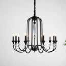 Axyaa Black Iron Crystal Chandelier Candle Lamp for Country Living Room