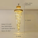Axyaa Crystal Long Chandelier: Luxury Modern Black/Gold Fixture for Villa Living Room Staircase