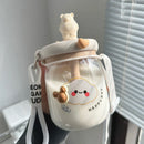 Axyaa Kawaii Bear Boba Bubble Tea Bottle 800ml Straw BPA-Free