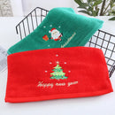 Axyaa Christmas Tree Santa Embroidery Coral Fleece Towel