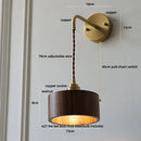 Axyaa Adjustable Wood Copper Wall Light Fixture with Pull Chain Switch