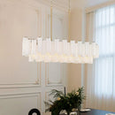 Axyaa Gold Silver Glass Tube Chandelier - Elegant Pendant Light for Dining Room