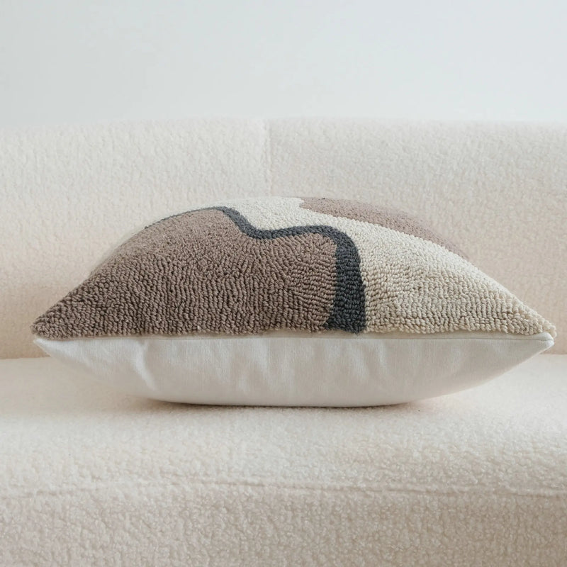Axyaa Tufted Block Cushion Cover - Beige Black Brown Grey Modern Home Decor
