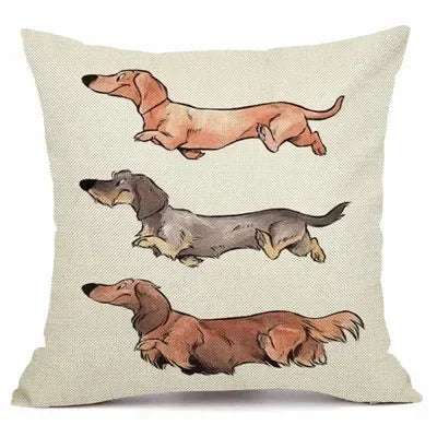 Axyaa Christmas Sausage Style Cushion Cover | Festive Dog Decorative Pillow Cover 45x45cm