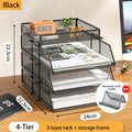 Axyaa 5 Tier Stackable Desk Organizer Tray - Mesh Desktop File Paper Document Organizer