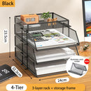 Axyaa 5 Tier Stackable Desk Organizer Tray - Mesh Desktop File Paper Document Organizer