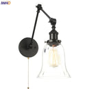 Axyaa Industrial Clear Glass LED Wall Lamp Pull Chain Switch Vintage Style