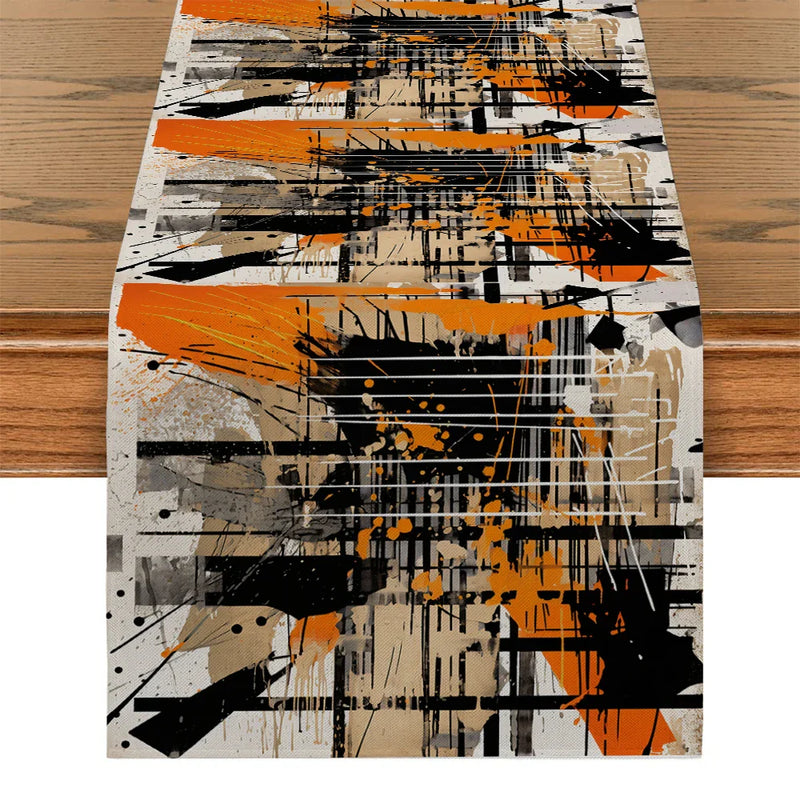 Geometric Lines Table Runner for Home Decor by Axyaa