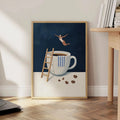 Axyaa Coffee Diver Canvas Prints Kitchen Wall Art - Modern Living Room Decor