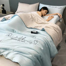 Axyaa Silk Summer Quilt: Embroidered Ice Cooling Comforter Bed Blanket