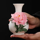 Axyaa Peony Ceramic Vase Home Decoration - Handmade Chinese Art for Living Room