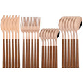 Axyaa 24Pcs Stainless Steel Cutlery Set with Imitation Wood Handle