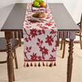 Axyaa Green Jacquard Table Runner with Tassels