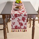 Axyaa Green Jacquard Table Runner with Tassels