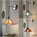 Axyaa Tiffany Yellow Glass Wall Sconce LED Light Fixture Copper Pull Chain