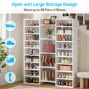 Axyaa 14-Tier Tall Shoe Rack with 22 Cubbies, White Wooden Cabinet for 46 Pairs