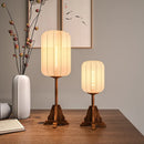 Axyaa Nordic Vintage Style Floor Lamp Wood Cloth Lighting Fixtures