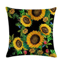 Axyaa Sunflower Pattern Linen Throw Pillow - 45*45cm