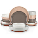 Axyaa Stoneware Dinnerware Set with Mix-Color Sesame Layered Glaze - 16/32 Piece