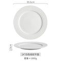 Axyaa White Ceramic Plate Line Texture Steak Pasta Serving Dessert Snack Plate
